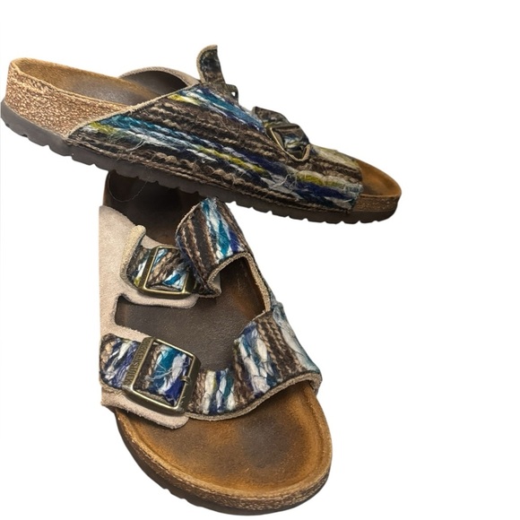 RARE BIRKENSTOCK  Size 41 U.S. Women's 10 Men's 8 Taupe Arizona Boho Yarn Multi - Picture 7 of 17